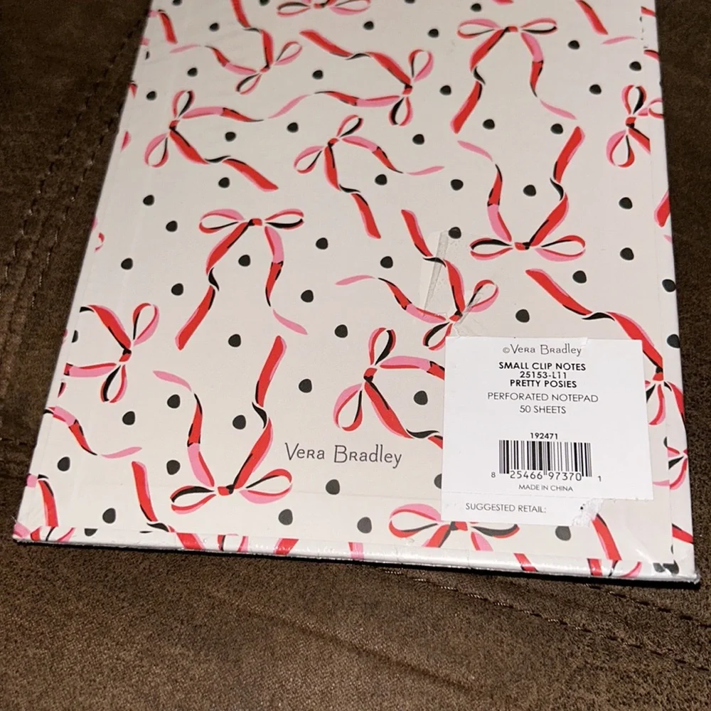 NWT VERA BRADLEY SMALL CLIP NOTES PRETTY POSIES 50 SHEETS